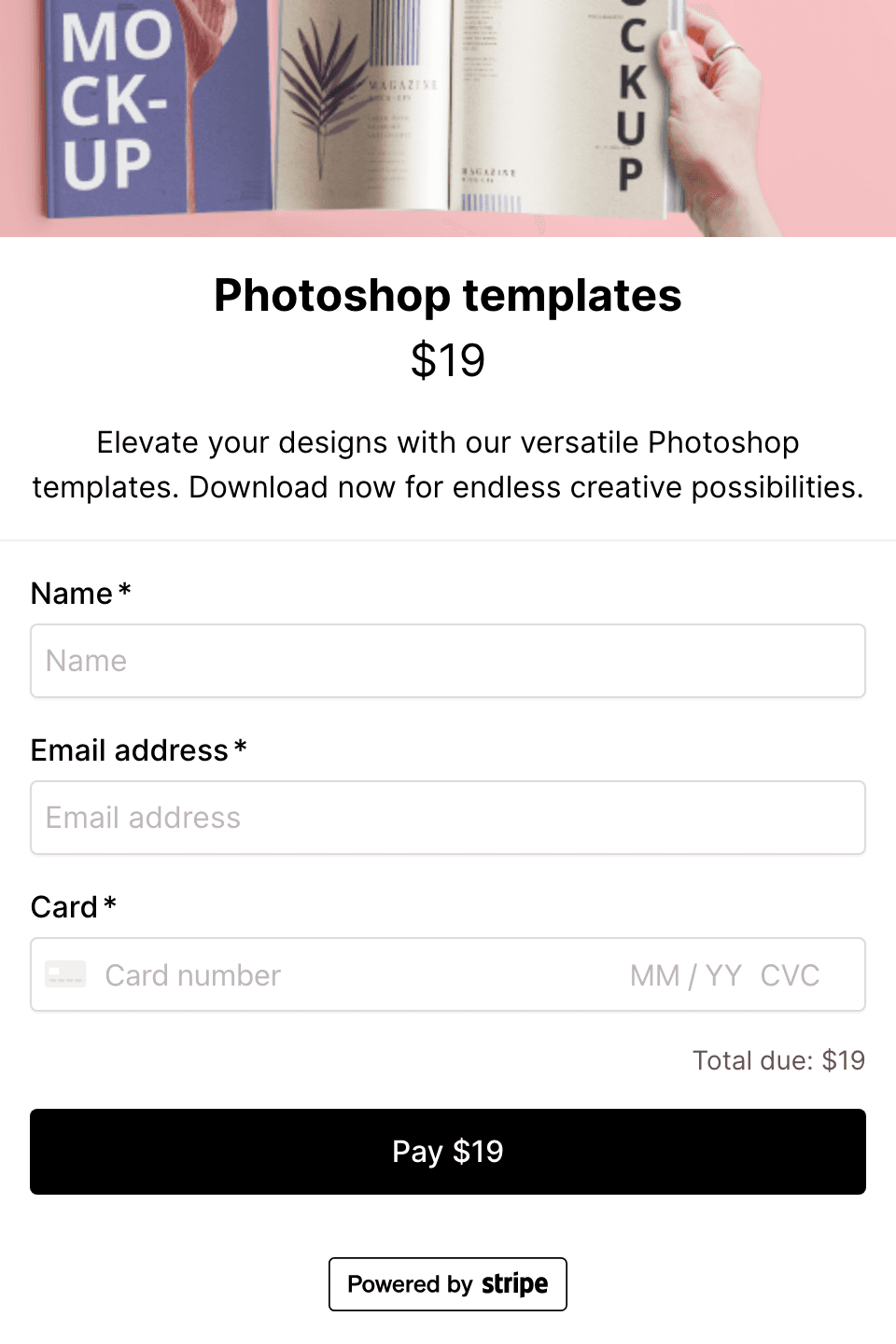 Photoshop templates checkout form