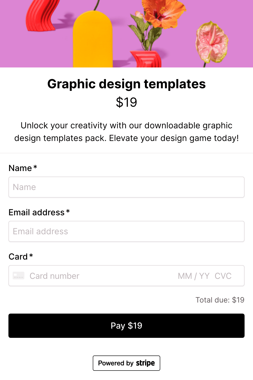 Graphic design templates checkout form