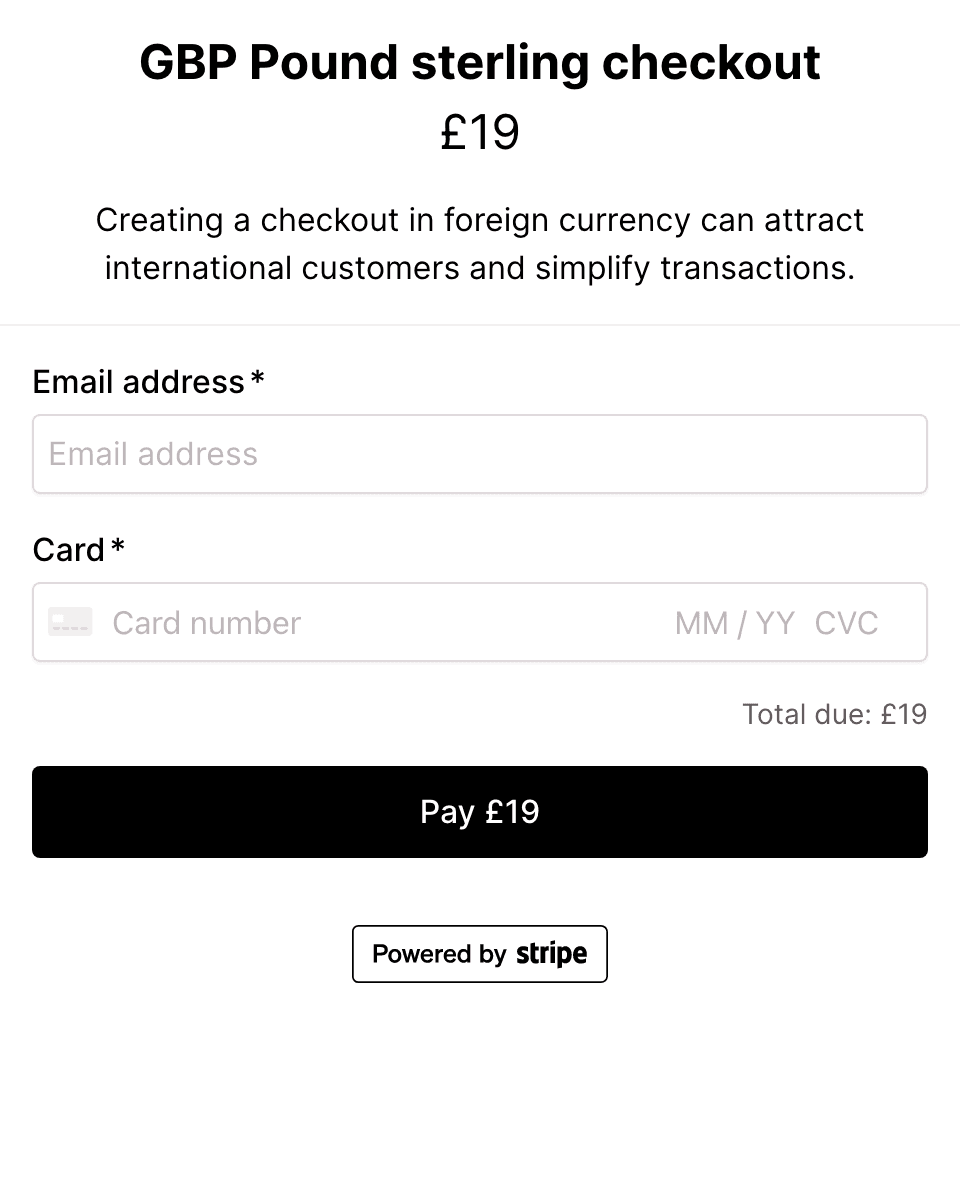 GBP Pound sterling - Currency checkout