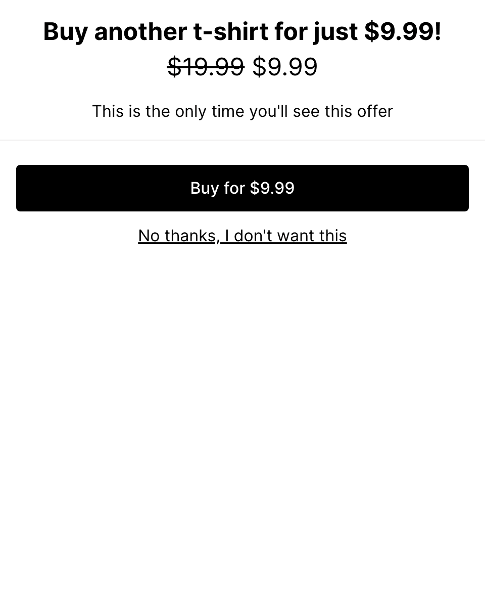 Discounted offer one-click upsell
