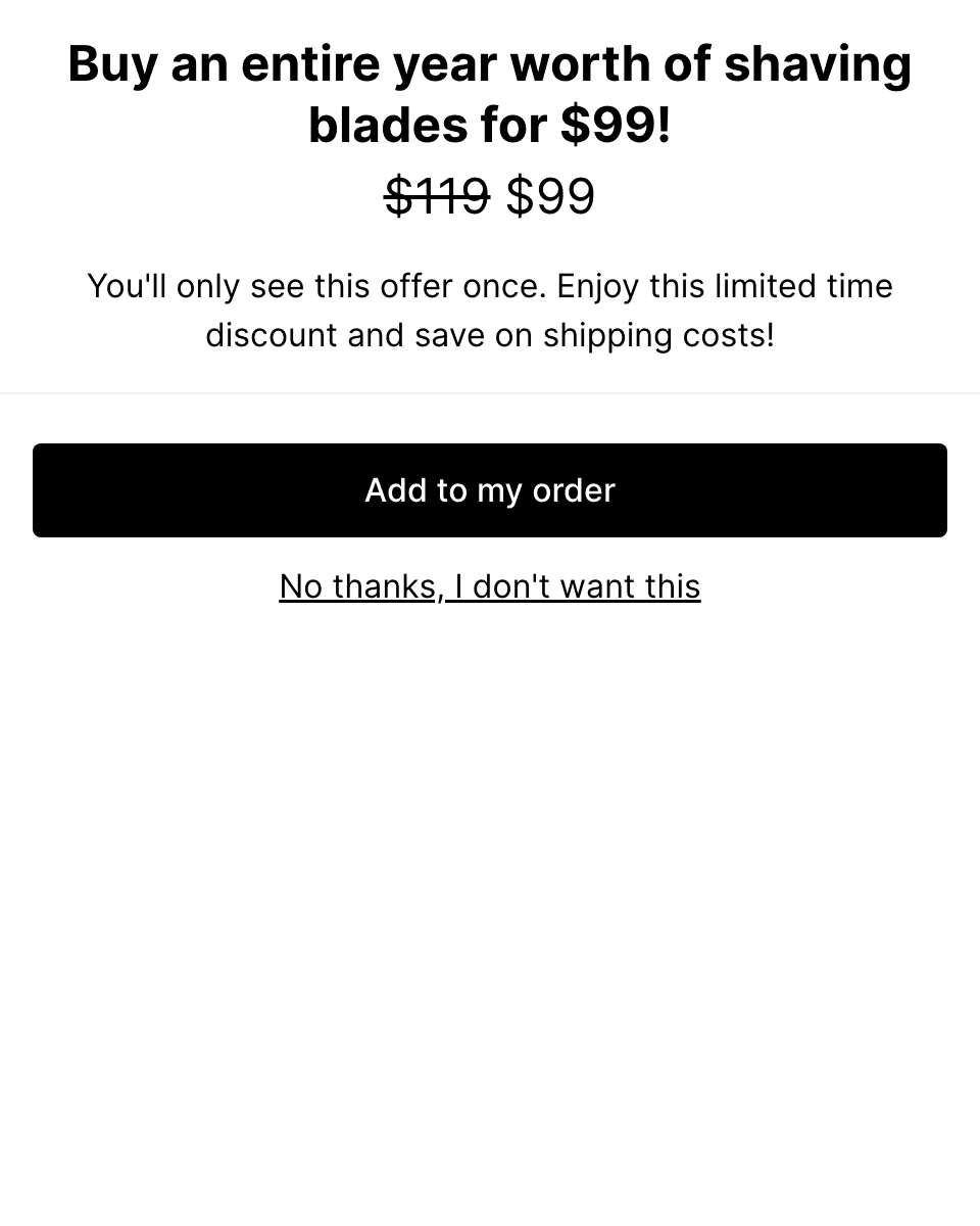 Bulk discount one-click upsell 