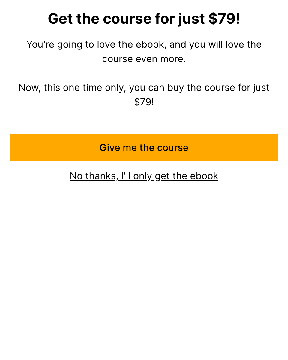 Course one-click upsell