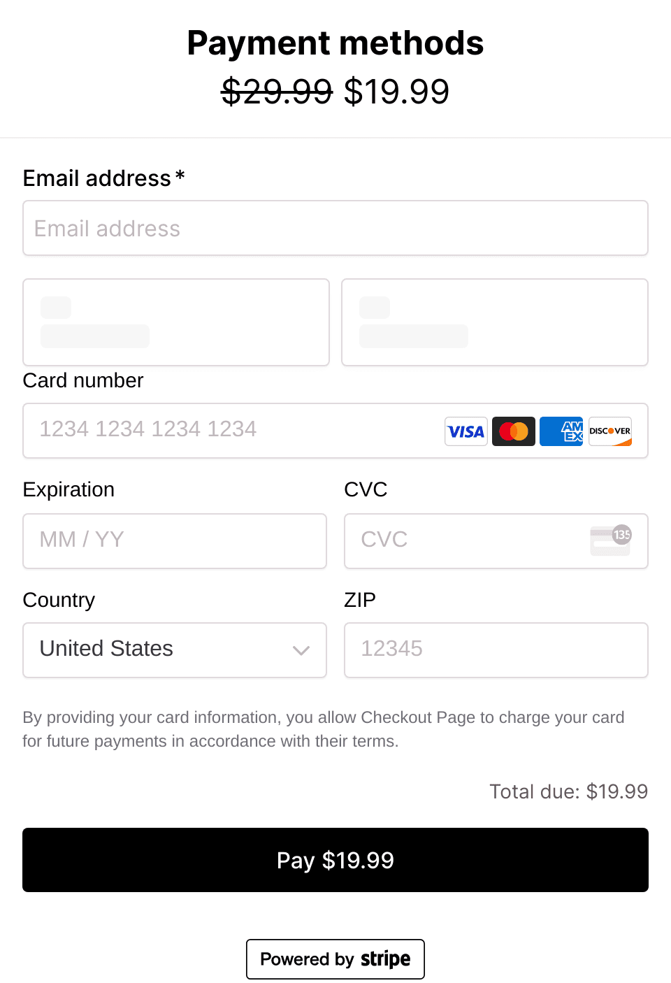 Multiple payment methods