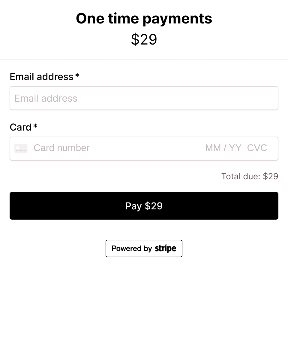 One time payments