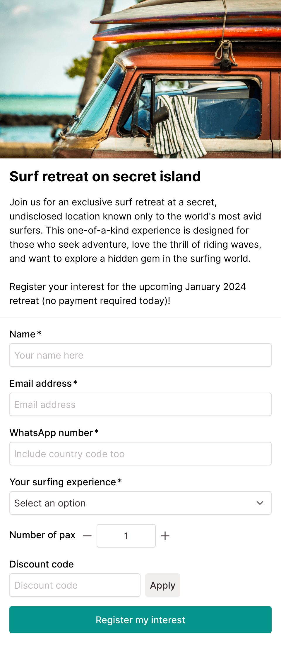 Retreat RSVP form
