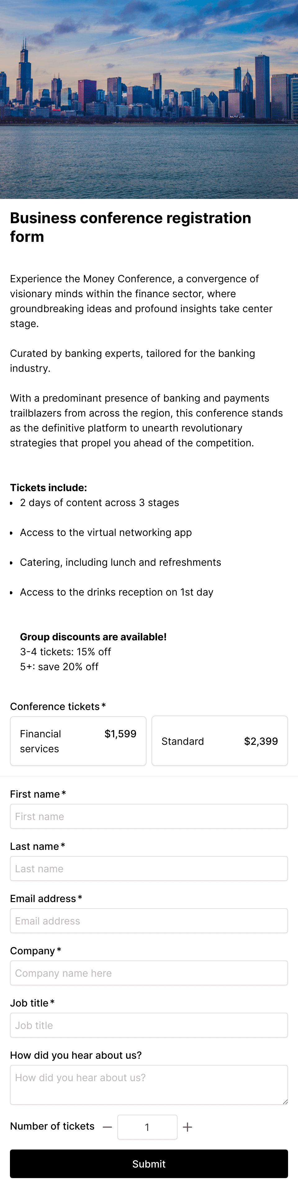 Business conference registration form