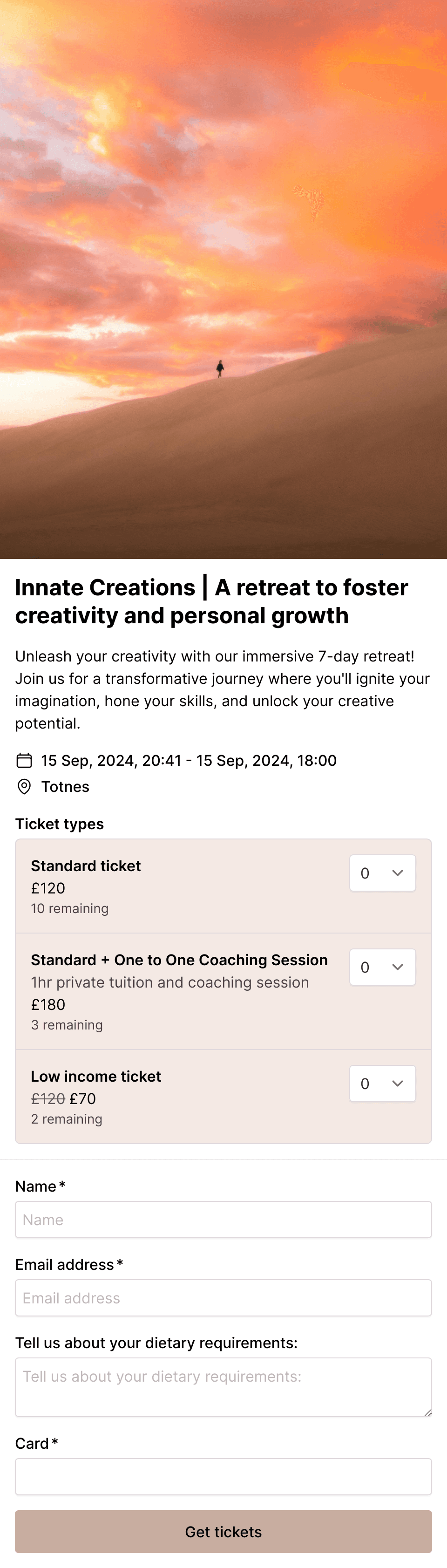 Creative retreat registration form
