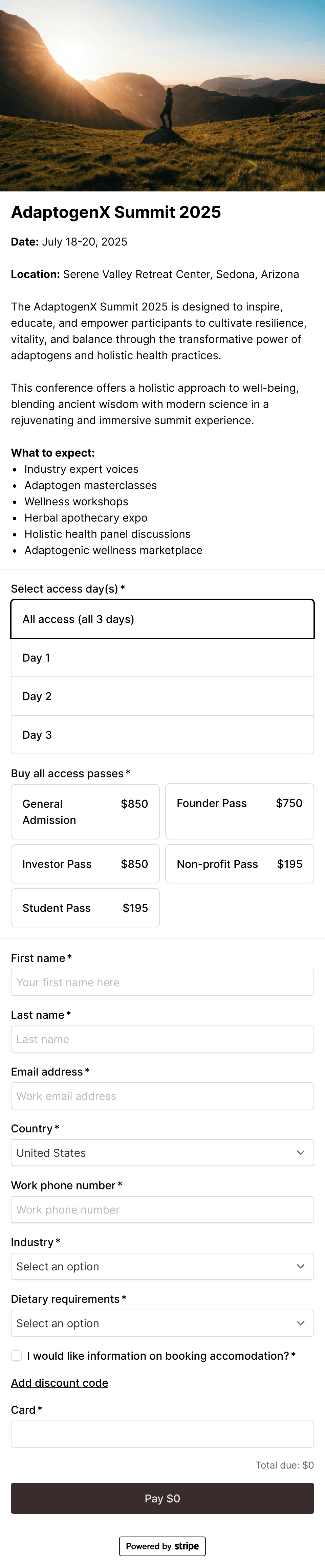 Wellness conference registration and payment template